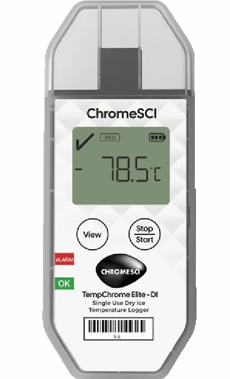 TempChrome Elite DI by TempChrome — dry ice temperature data logger -90°C single use — supplied by Royal Kana, Dubai.