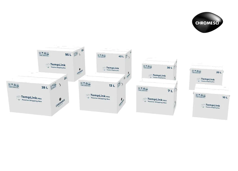 TempLink by Chrome Box — passive cold chain shipper pharmaceutical box — supplied by Royal Kana, Dubai.